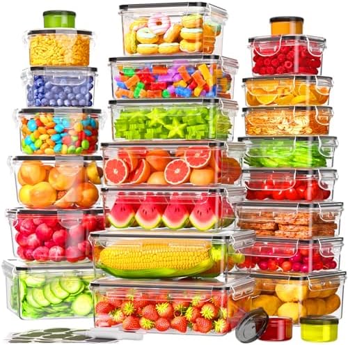 KEMETHY Large 50 PCS Food Storage Containers with Airtight Lids, BPA-Free