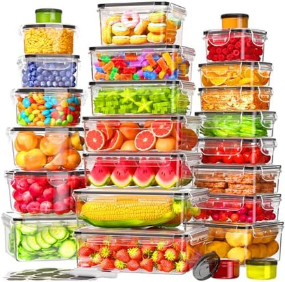 KEMETHY Large 50 PCS Food Storage Containers with Airtight Lids, BPA-Free