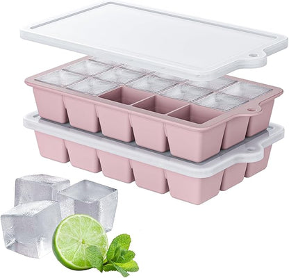 Silicone Ice Cube Tray 2 Pack, HANCELANT Ice Cube Mold, Ice Trays