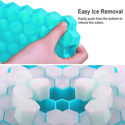 Azyh Ice Cube Trays with Lid, 2 Pack Silicone Ice Cube Trays with Lid-37 Grid