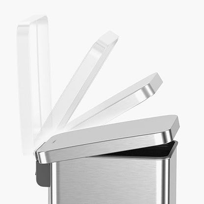 QUALIAZERO 50L / 13 Gallon Stainless Steel Step-On Kitchen Trash Can Soft-Close