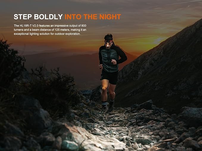 Fenix HL18R-T V2 USB Rechargeable 800 Lumen LED Jogging/Trail Running headlamp with EdisonBright USB Charging Cable Bundle