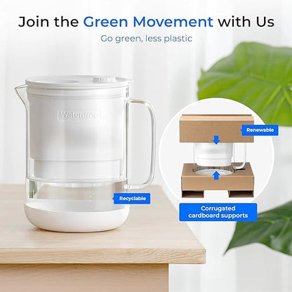 Waterdrop PT-72W Glass Water Filter Pitcher, Eco-Friendly, NSF/ANSI 53