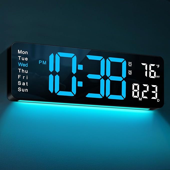 MASHI Digital Wall Clock, Auto-Dimming Wall Clock