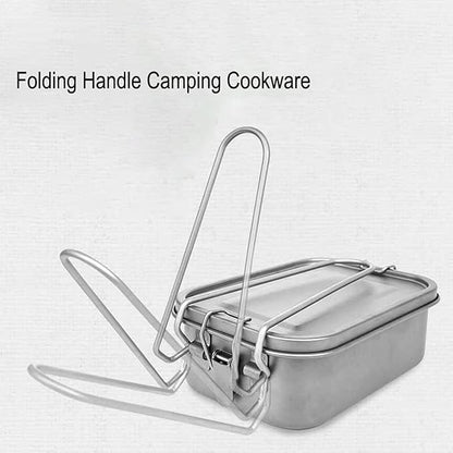 1200ml Titanium Lunch Box Leak-Proof Lid & Folding Handle Camping Cookware Lightweight Outdoor Cooking Pan for Backpacking Hiking Picnic & Travel RT039T