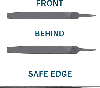 6-inch Flat Medium Cut File Double Cut Teeth High Carbon Steel Hand File Single Cut Hardened Without Handle Ideal for Wood, Metal, Plastic