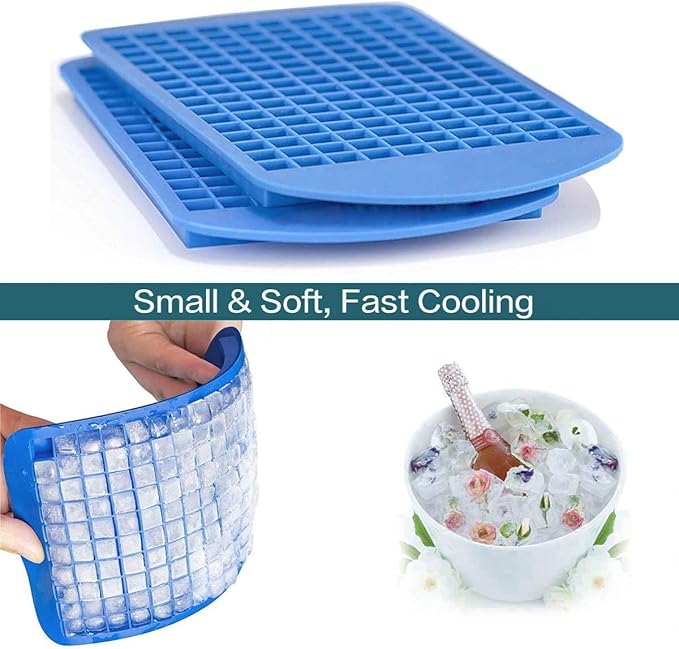 Mini Ice Cube Trays Set of 2-160 Small Ice Cubes Silicone Mold