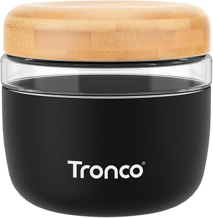 Tronco 24 oz Glass Container with Bamboo Lids, Food Storage Bowls for Soup, Stew & Overnight Oats, Meal Prep, Glass Lunch Bowl Container 100% Leak & Spill Proof, Airtight, BPA-Free- Ideal Gifts