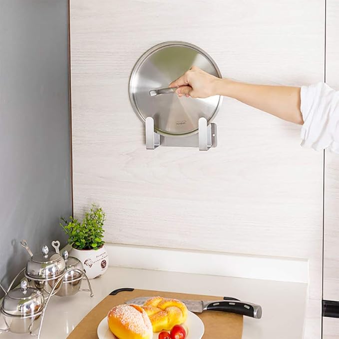 Pot Lid Rack, Wall Mounted 304 Stainless Steel Pan Lid Organizer Holder