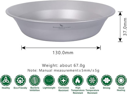 iBasingo Titanium Camping Bowl 174mm Deep Ultralight Backcountry Dining Bowl for Backpackers | 67g Fireproof Cookware | Boil Water Directly Over Flame (Ø174x130x37mm) Ti1112T