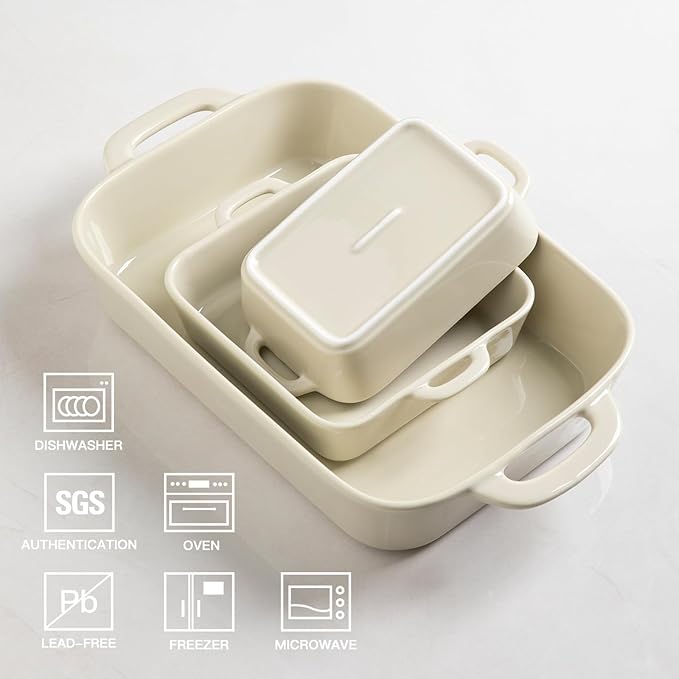 Sweejar Ceramic Bakeware Set, Rectangular Baking Dish
