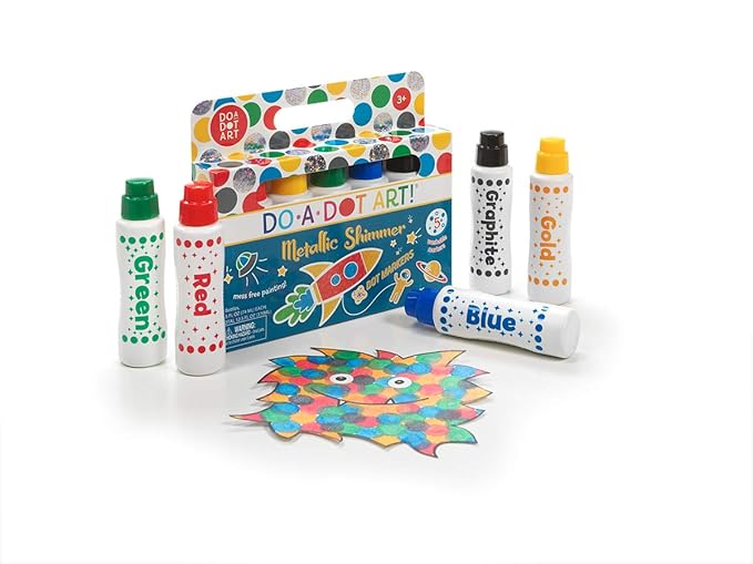 Kids Washable Dot Art Markers - New Metallic Shimmer Paint Daubers Non-Toxic For Children, Toddlers Preschool and Kindergarten Teachers The Original Dot Markers By Do A Dot Art!, Made in the USA