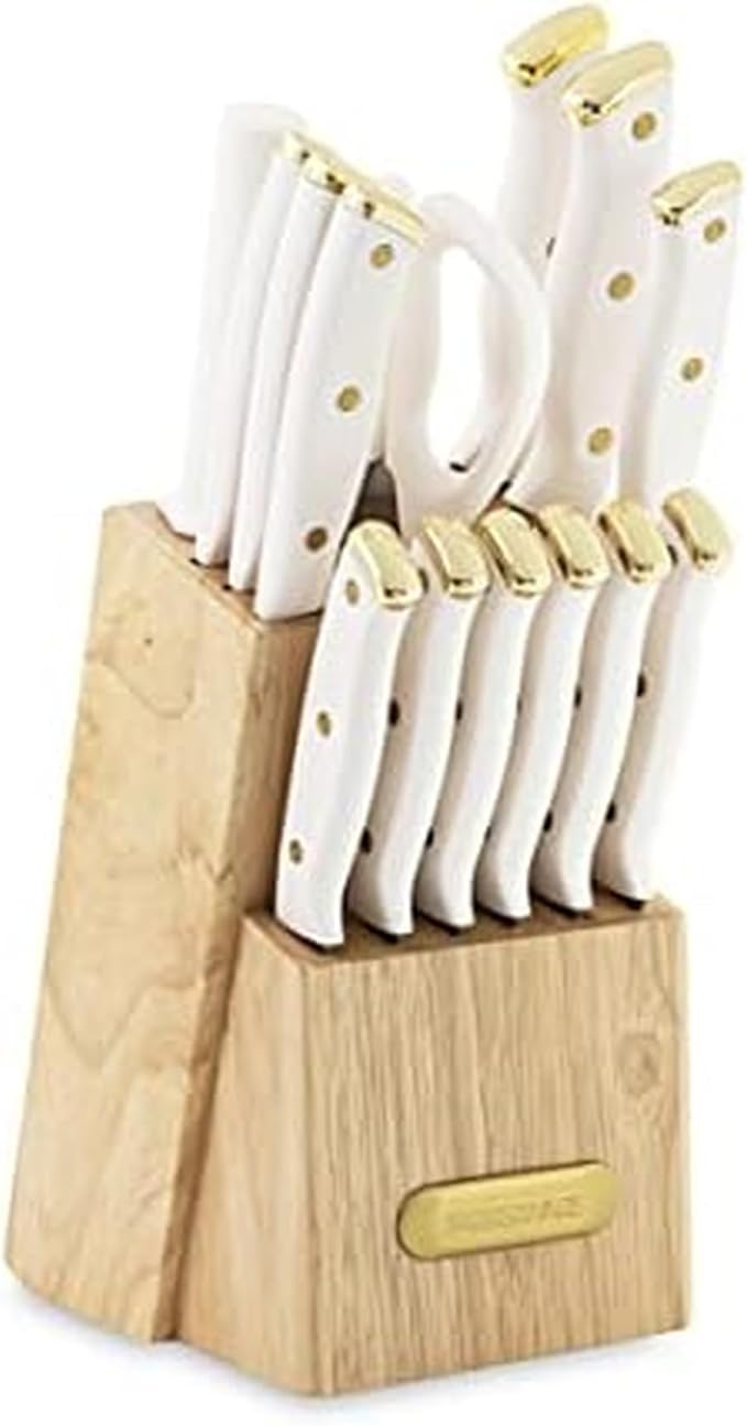 FARBERWARE 15-Piece Knife Block Set, Triple-Riveted High-Carbon Stainless Steel