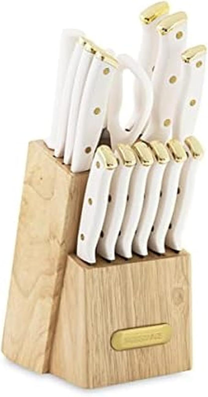 FARBERWARE 15-Piece Knife Block Set, Triple-Riveted High-Carbon Stainless Steel