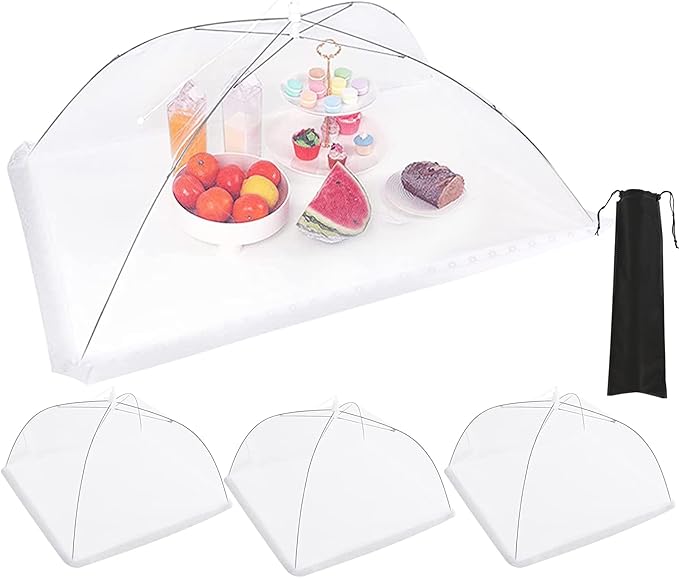 JULBEAR 4 Pcs Extra Large Mesh Food Cover Tent Umbrella Food Screen Covers