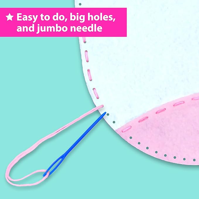 KRAFUN My First Unicorn Kids Sewing kit, Beginner Arts & Crafts, Make 8 Cute Projects with Plush Stuffed Animal, Pillow, Mobile, Keyring and Bag, Instructions & Felt for Learn Sewing, Embroidery