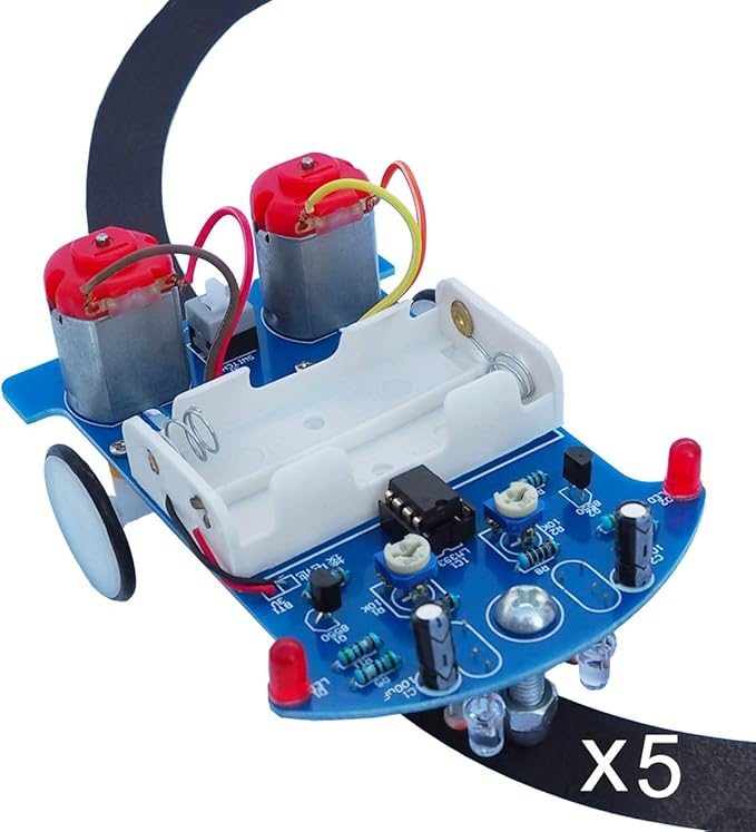 5 Pack D2-5 Smart Car Kit Soldering Project Line Following Robot for Fun Educational Electronic Learning Practicing with English Manual by VOGURTIME