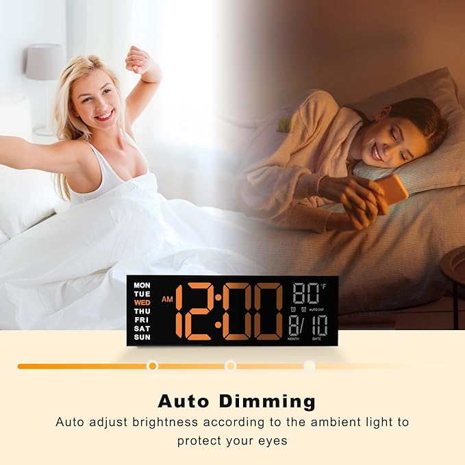 JALL 16" Large Digital Wall Mount Clock, Count Down Timer, Big LED, RGB Color