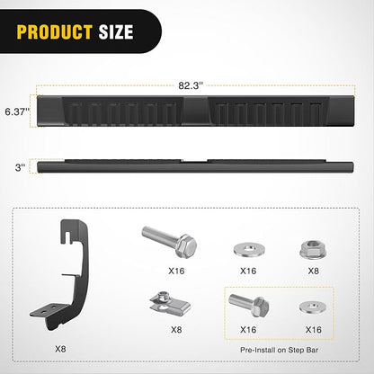 Nilight Running Boards for 2007-2018 Chevy Silverado/GMC Sierra 1500 Crew Cab 2007-2019 Chevy Silverado/GMC Sierra 2500HD 3500HD 6 Inch Slip-Proof Aluminum Side Step Nerf Bars