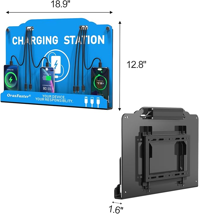 Orasfaster Wall Mounted Cell Phone Charging Station | Multi-Device Station