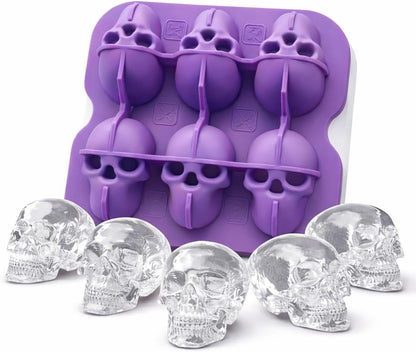 Skull Ice Cube Mold, 6-Cavity Silicone Ice Tray