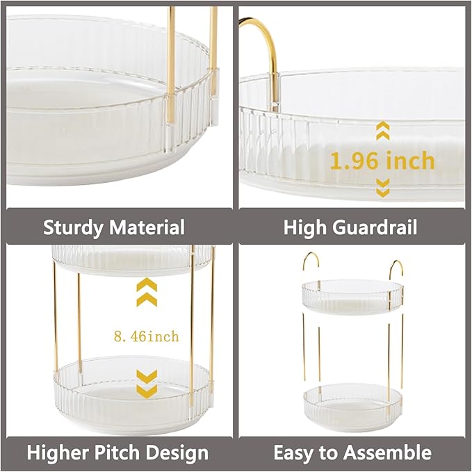 Asayuee 360 Rotating Makeup Organizer, 3 Tier Large Capacity Make Up Organizers