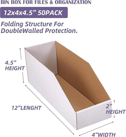EXYGLO Cardboard Storage Bins 50 Pack, Corrugated Organizer Bins