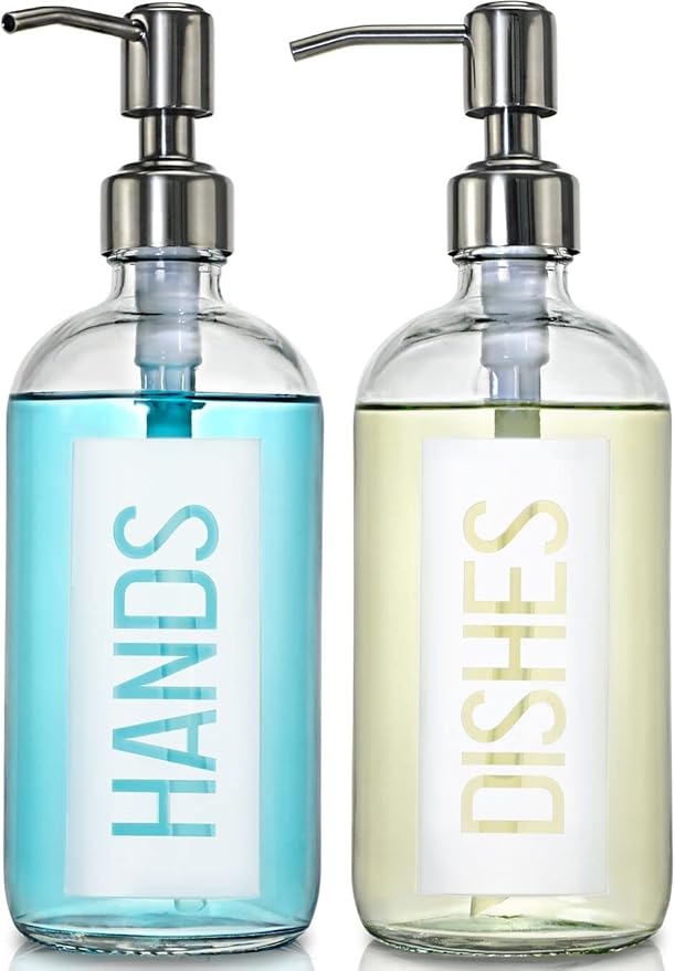 JASAI 2Pack 18OZ Glass Soap Dispenser