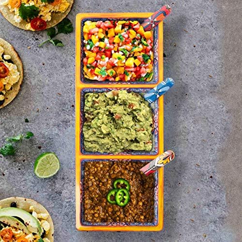 Prepara Yellow Talavera Taco Spoon Set of 2, 7.2" with Curved Scoop Design (Pack of 12)