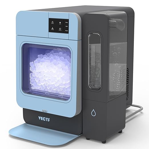 VECYS Nugget Countertop Ice Maker W/Side Tank, 44LBS Daily Ice Making Capacity