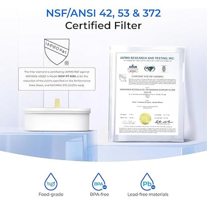 Waterdrop PT-72W Glass Water Filter Pitcher, Eco-Friendly, NSF/ANSI 53