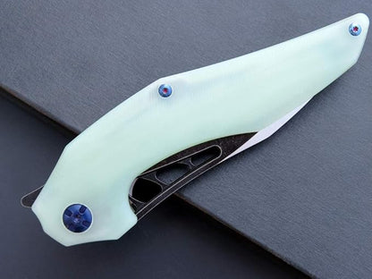 Eafengrow EF226 Folding Knives D2 Blade and G10 Handle Knife Outdoor Camping Hiking EDC Tools (Jade)