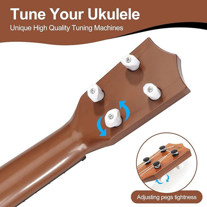 Raimy 17in Kids Ukulele Guitar - 4 Strings Mini Guitar Children Musical Instruments Educational Toys with Picks for Toddler Kids Boys Girls Beginner (Burlywood)