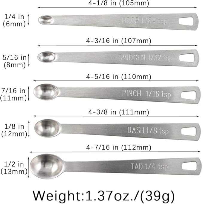 2Pack Mini Measuring Spoons Set, Heavy Duty Stainless Steel Teaspoon