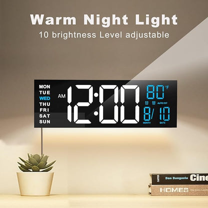 JALL 16" Large Digital Wall Mount Clock, Count Down Timer, Big LED, RGB Color