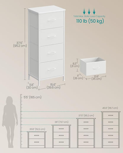SONGMICS Dresser for Bedroom, Chest of Drawers, 4 Non-Woven Fabric Drawers