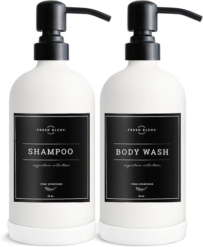 Vine Creations White Glass Soap Dispenser, 2 Pack Kitchen Soap Dispenser Set