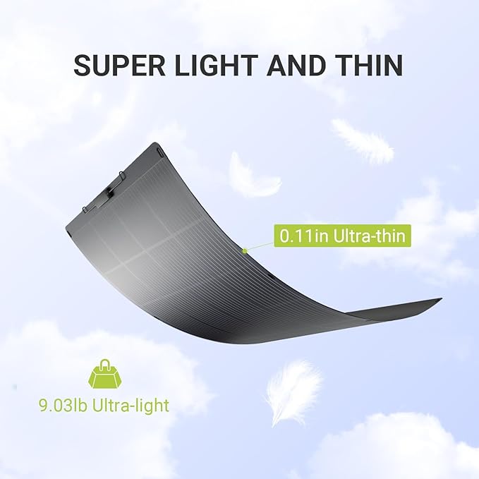ALLPOWERS SF200 200W Flexible Solar Panel, Ultra-Thin 3mm Bendable