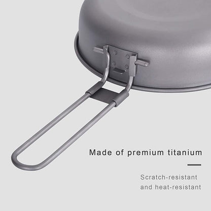 Boundless Voyage Titanium Frying Pan with Folding Handle Ultra-light for Camping Picnic Skillet Griddle Tableware Cookware A-Ti2061C