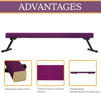 Adjustable&Foldable Gymnastics Balance Beam, 6FT/8ft High-Low Level Floor