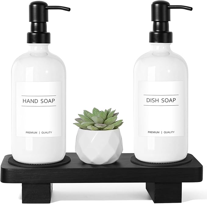 KASUNTING Hand Soap Dispenser for Kitchen, Bathroom Soap Dispenser Set