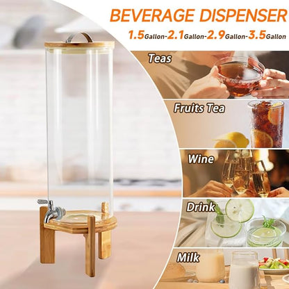 Beverage Dispenser, 3.5 Gallon Glass Drink Dispenser
