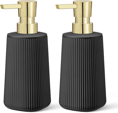 Black and Gold 2 Pack Hand Soap Dispensers Set