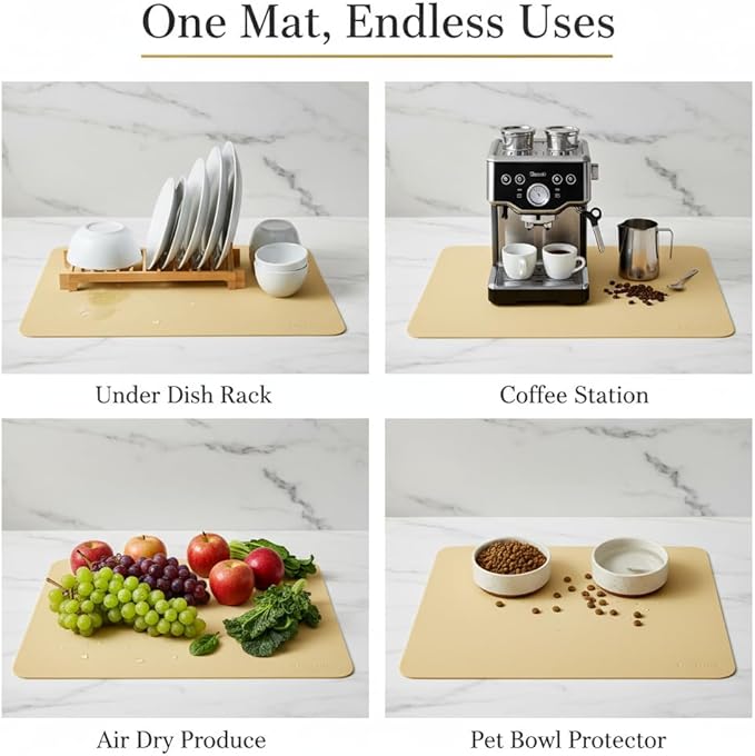 Dish Drying Mat Super Absorbent – 16" x 18" Coffee Mat
