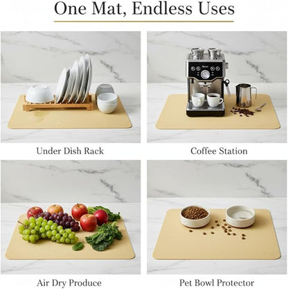Dish Drying Mat Super Absorbent – 16" x 18" Coffee Mat