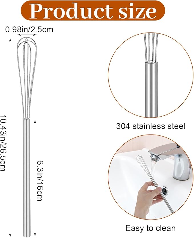 Hecila 1PC Mini Whisk Stainless Steel Mixer Compact Small Whisks