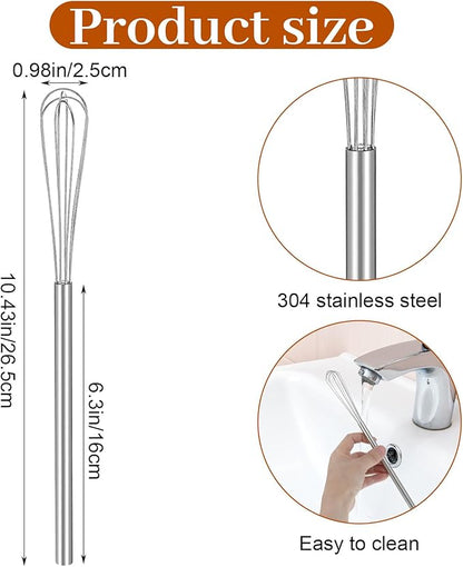 Hecila 1PC Mini Whisk Stainless Steel Mixer Compact Small Whisks