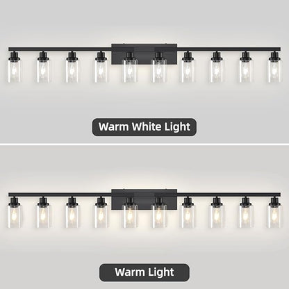 DIKAIDA 10 Light Bathroom Vanity Lights Over Mirror, 65.4inch Black Vanity