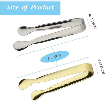 6PCS Ice Tongs Mini Sugar Tongs 4.25Inch Tong for Serving Food Small Serving Tong, Kitchen Tong for Appetizers,Tea Party, Coffee Bar, Desserts by Sunenlyst (Silver and Gold)
