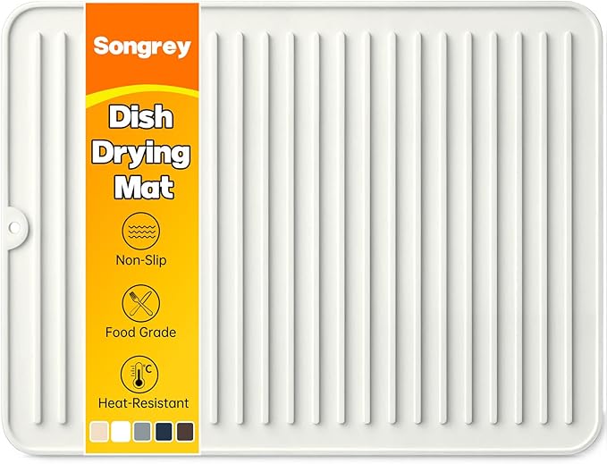 Songrey 16" x 12" Silicone Dish Drying Mat, Kitchen Counter Drying Pad